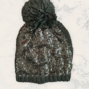 NWT Nordstrom BP. sequin Black Beanie - One Size